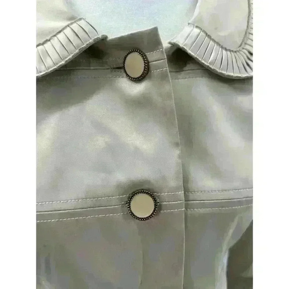 Loft Women's Sz 2 Light Green Button-Up Jacket Stunning Sleeve & Neck Detail - Picture 6 of 8